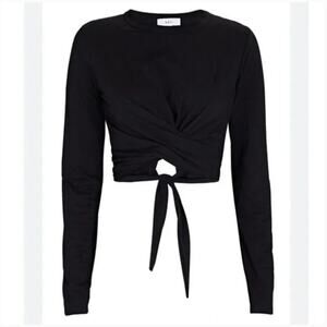 A.L.C Juliette Long Sleve Top Criss Cross Wrap Front Size Small‎ Black Ballet